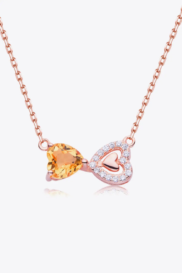 Lovcia Citrine Heart 925 Sterling Silver Necklace-Necklaces-Rose Gold-One Size-Rose Gold