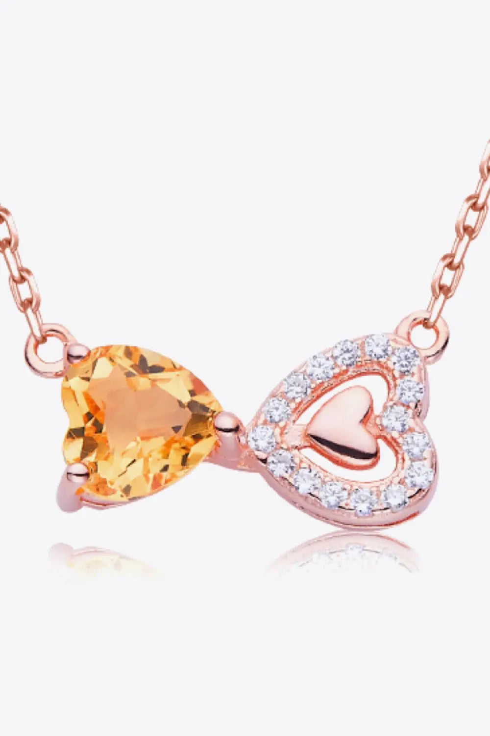 Lovcia Citrine Heart 925 Sterling Silver Necklace-Necklaces-Rose Gold-One Size-Rose Gold