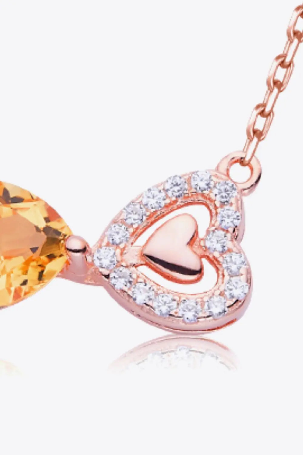 Lovcia Citrine Heart 925 Sterling Silver Necklace-Necklaces-Rose Gold-One Size-Rose Gold