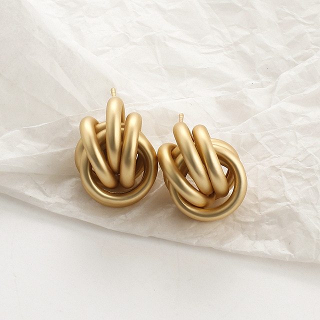 Lovcia Classic and Trendy Hoops Knots and More Versatile Gold Plated Earrings Collection-Earrings-Gold-R-Gold