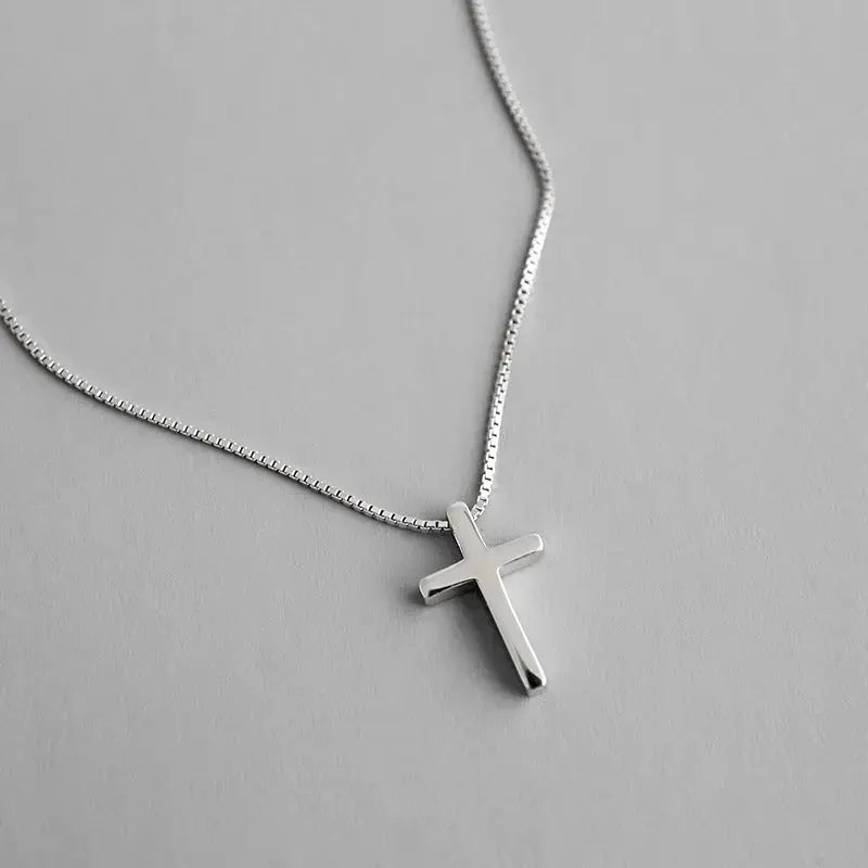 Lovcia Classic Cross Casual 925 Sterling Silver Necklace-Necklaces-Rhodium-Rhodium