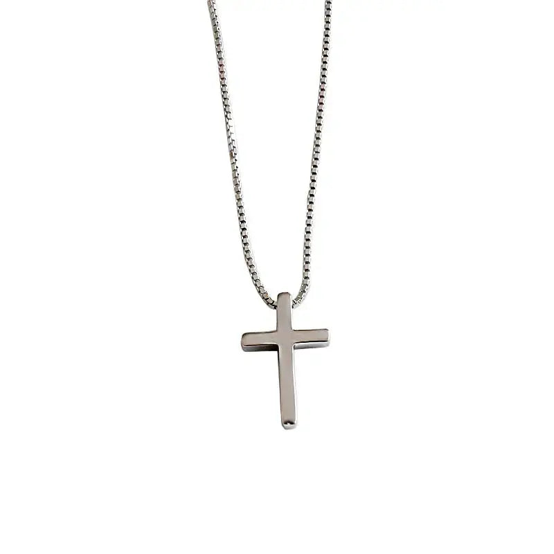 Lovcia Classic Cross Casual 925 Sterling Silver Necklace-Necklaces-Rhodium-Rhodium