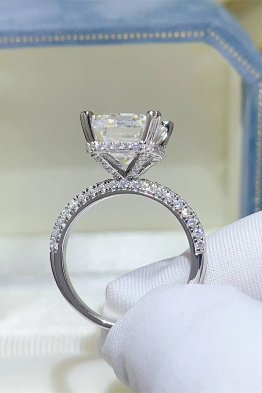 Lovcia Classic Emerald-cut 5 Carat Moissanite 925 Sterling Silver Ring for Women - Silver-5- - Buy latest trendy Rings for Women and Girls