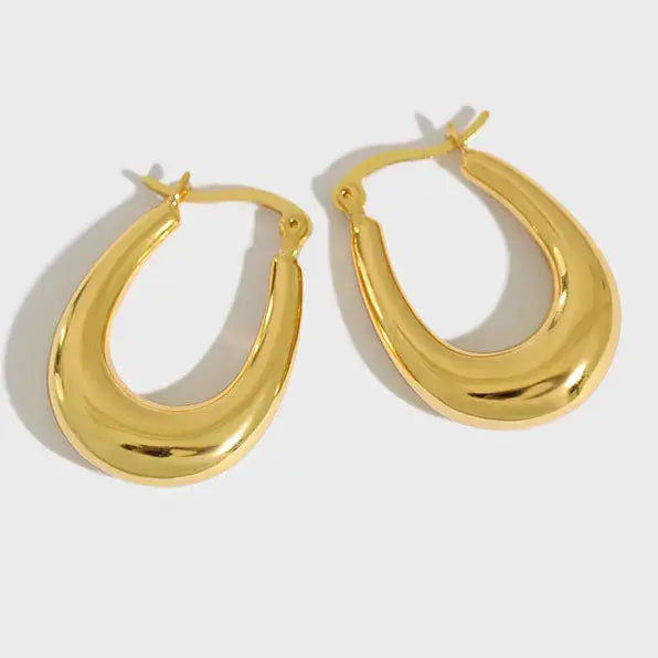 Lovcia Classic Fashion Letter U Shape 925 Sterling Silver Hoop Earrings-Earrings-Rhodium-Rhodium