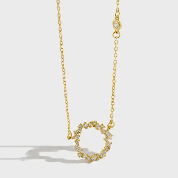 LOVCIA Classic Geometry CZ Circle Garland 925 Sterling Silver Necklace