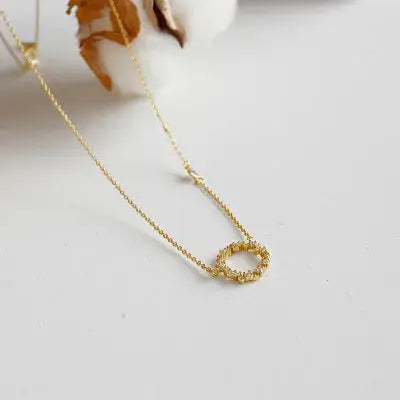 Lovcia Classic Geometry CZ Circle Garland 925 Sterling Silver Necklace-Necklaces-Yellow Gold-Yellow Gold