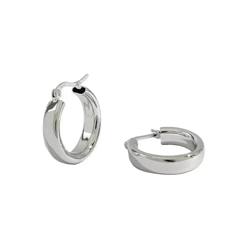 Lovcia Classic Geometry Hollow Circle 925 Sterling Silver Huggie Hoop Earrings-Earrings-Rhodium-Rhodium