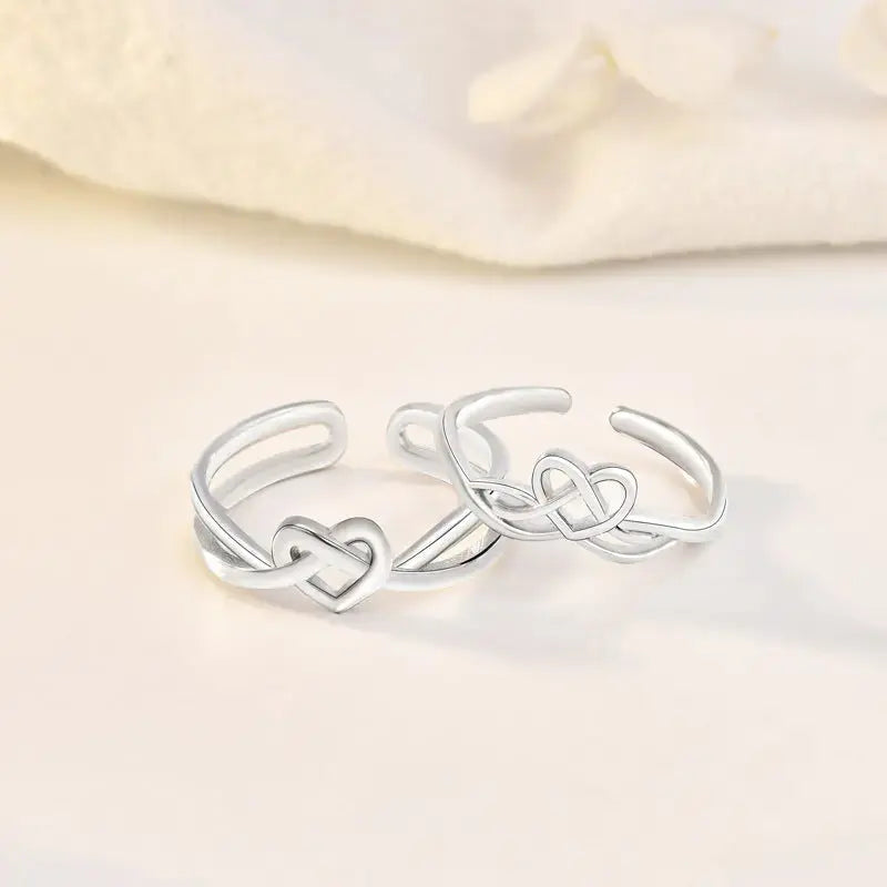 Lovcia Classic Hollow Cross Love Heart 925 Sterling Silver Adjustable Promise Ring-Rings-Men Ring-Men Ring