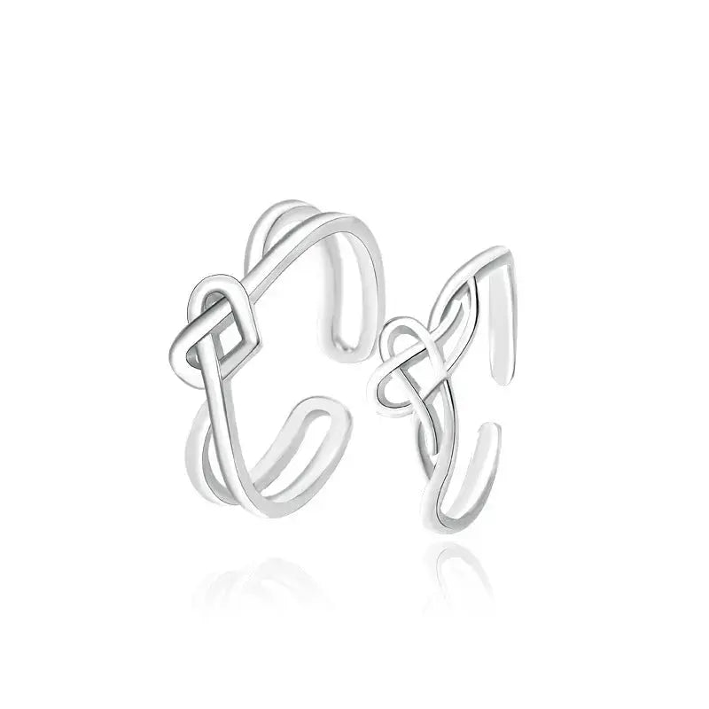 Lovcia Classic Hollow Cross Love Heart 925 Sterling Silver Adjustable Promise Ring-Rings-Men Ring-Men Ring