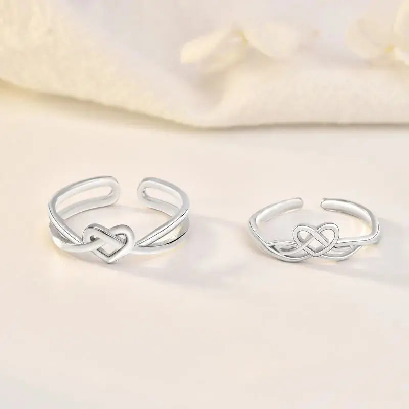 Lovcia Classic Hollow Cross Love Heart 925 Sterling Silver Adjustable Promise Ring-Rings-Men Ring-Men Ring