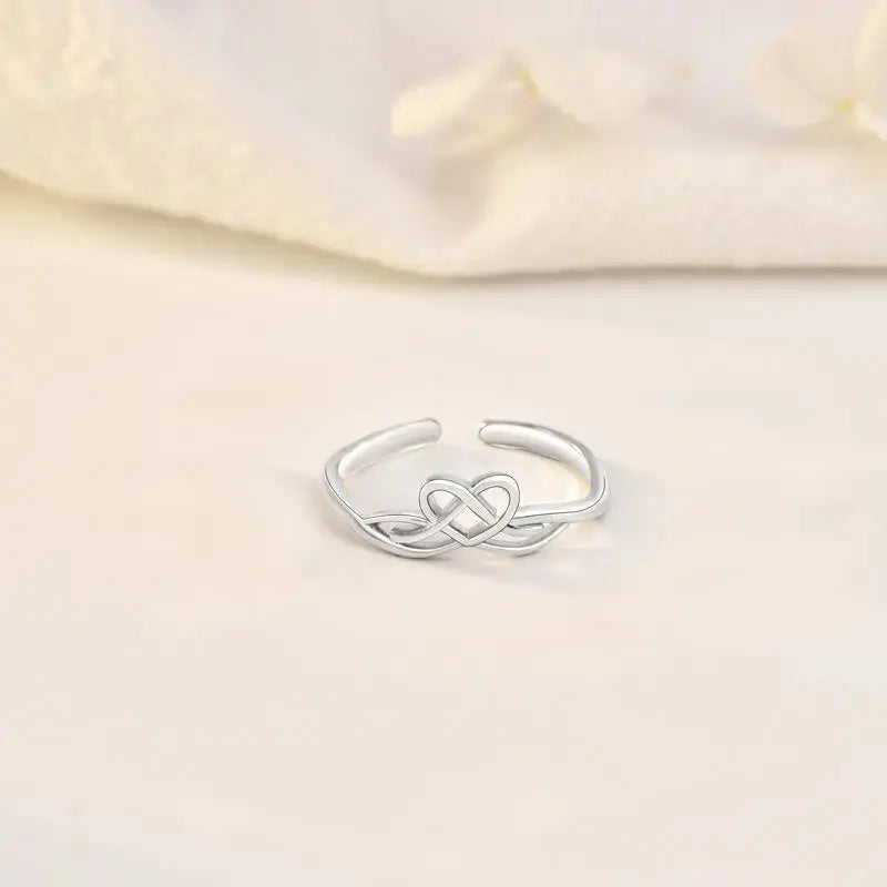 Lovcia Classic Hollow Cross Love Heart 925 Sterling Silver Adjustable Promise Ring-Rings-Women Ring-Women Ring