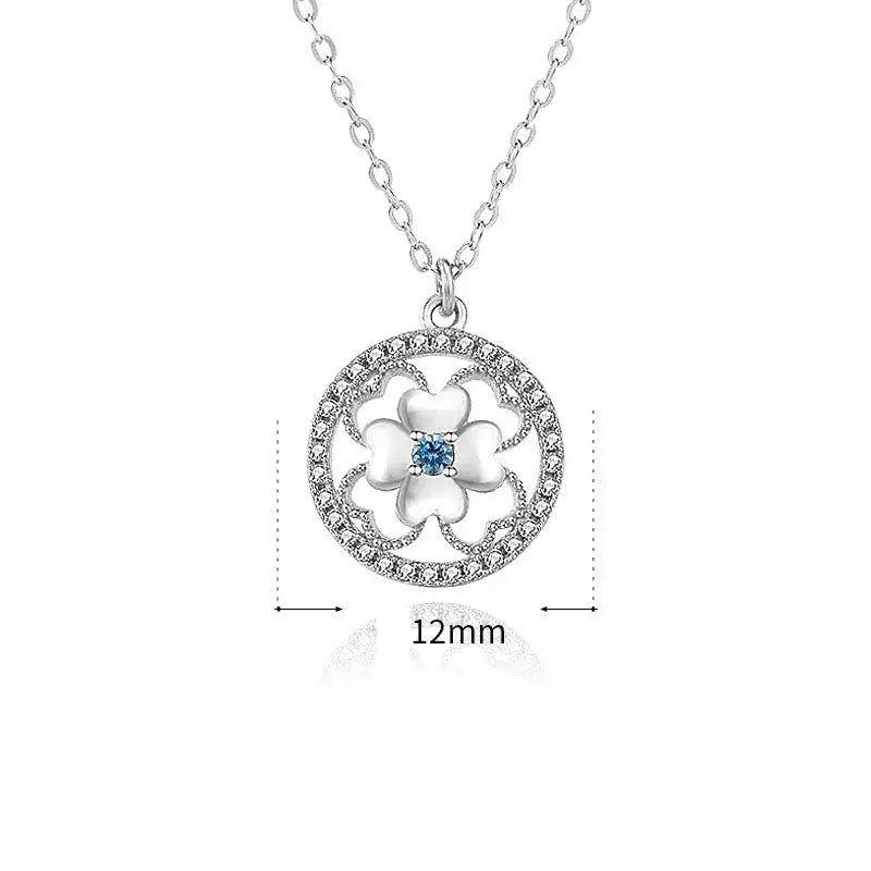 Lovcia Classic Hollow CZ Four Leaves Clover 925 Sterling Silver Necklace-Necklaces-Silver-Silver