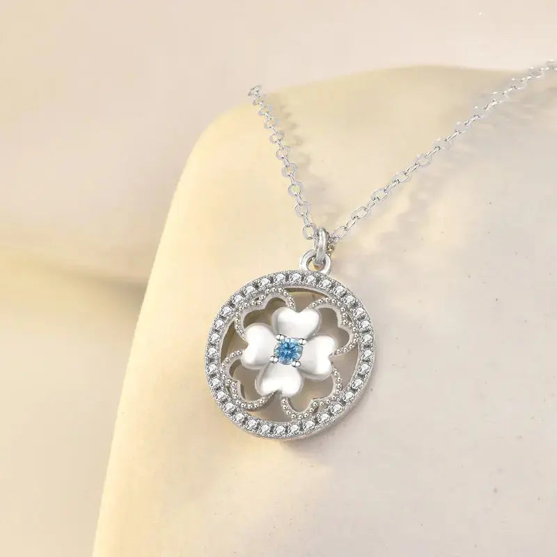 Lovcia Classic Hollow CZ Four Leaves Clover 925 Sterling Silver Necklace-Necklaces-Silver-Silver