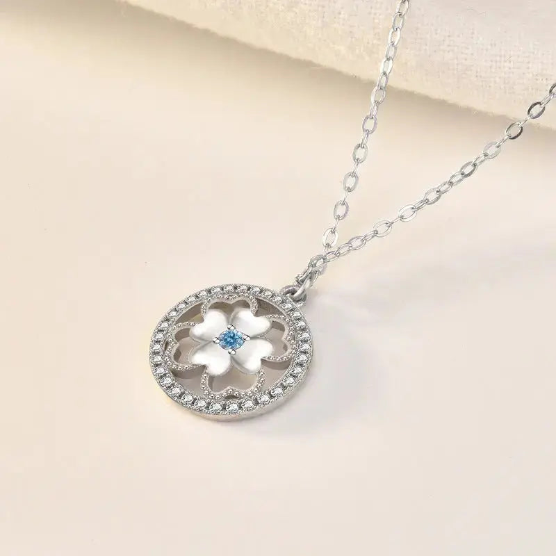 Lovcia Classic Hollow CZ Four Leaves Clover 925 Sterling Silver Necklace-Necklaces-Silver-Silver