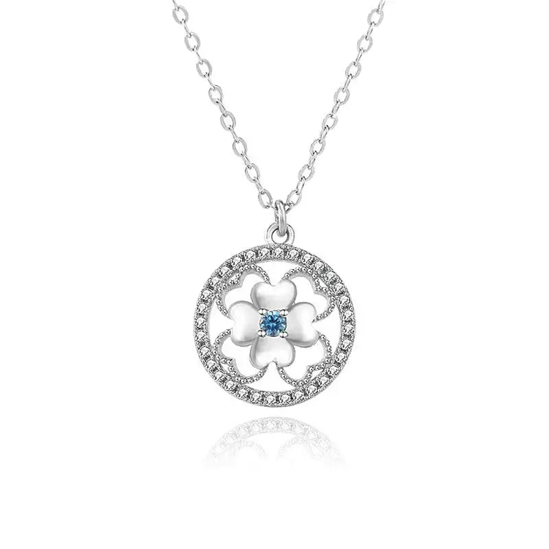 Lovcia Classic Hollow CZ Four Leaves Clover 925 Sterling Silver Necklace-Necklaces-Silver-Silver