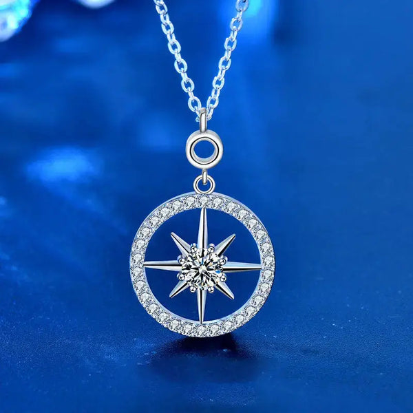 Lovcia Classic Moissanite CZ Octopus Star Circle Border 925 Sterling Silver Necklace-Necklaces-0.5ct Moissanite CZ-0.5ct Moissanite CZ