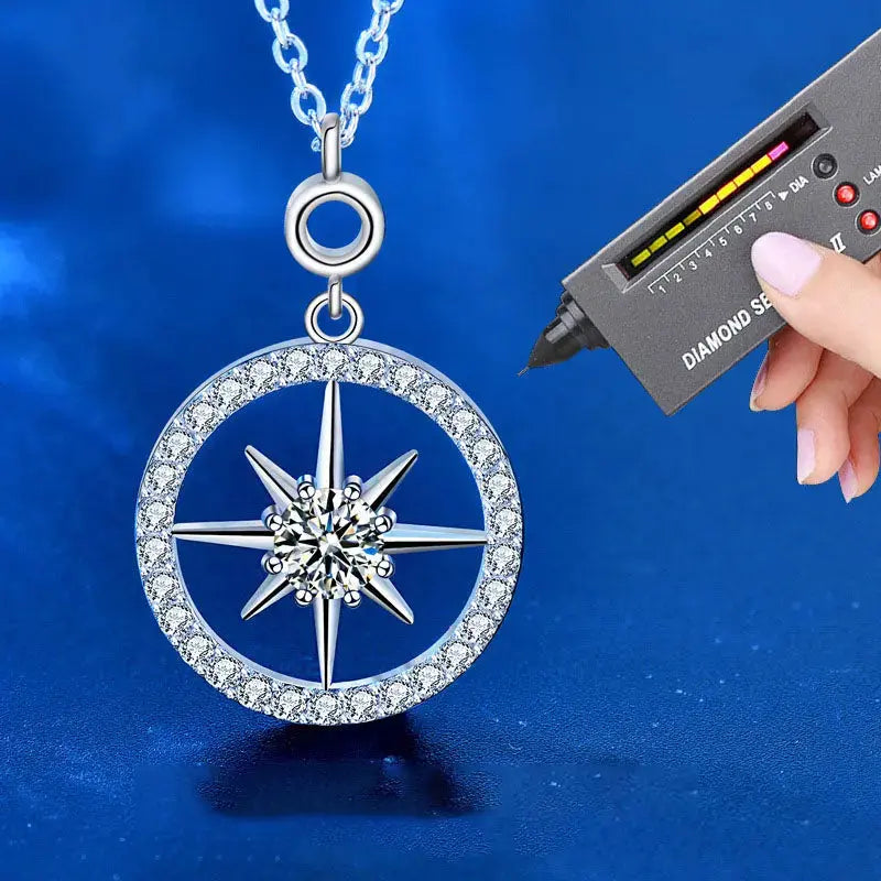 Lovcia Classic Moissanite CZ Octopus Star Circle Border 925 Sterling Silver Necklace-Necklaces-0.5ct Moissanite CZ-0.5ct Moissanite CZ