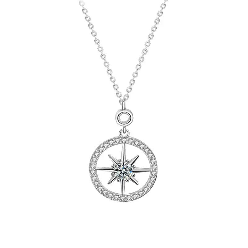Lovcia Classic Moissanite CZ Octopus Star Circle Border 925 Sterling Silver Necklace-Necklaces-0.5ct Moissanite CZ-0.5ct Moissanite CZ