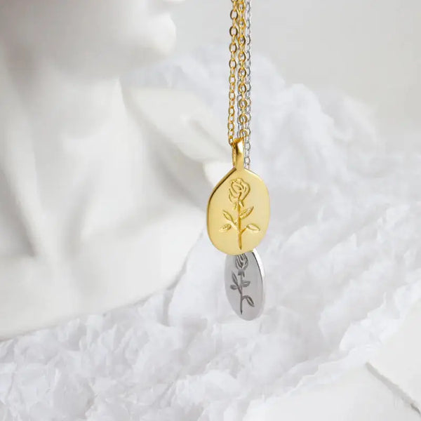 Lovcia Classic Rose Fowler Oval Tag 925 Sterling Silver Necklace-Necklaces-Rhodium-Rhodium