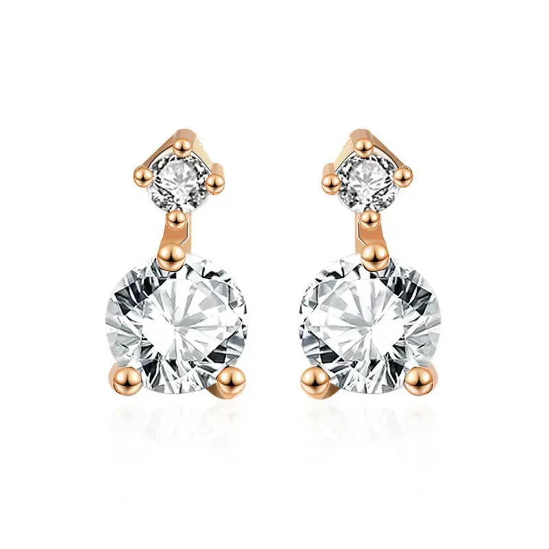 Lovcia Classic Round CZ New 925 Sterling Silver Stud Earrings-Earrings-Yellow Gold-Yellow Gold