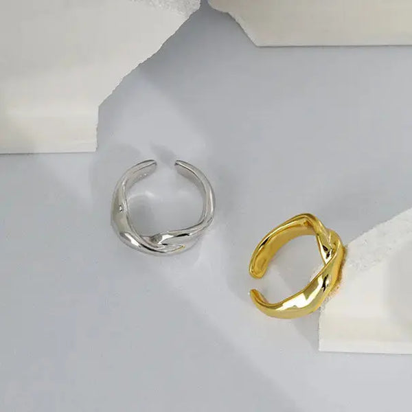 Lovcia Classic Twisted Knot 925 Sterling Silver Adjustable Ring-Rings-Rhodium-Rhodium