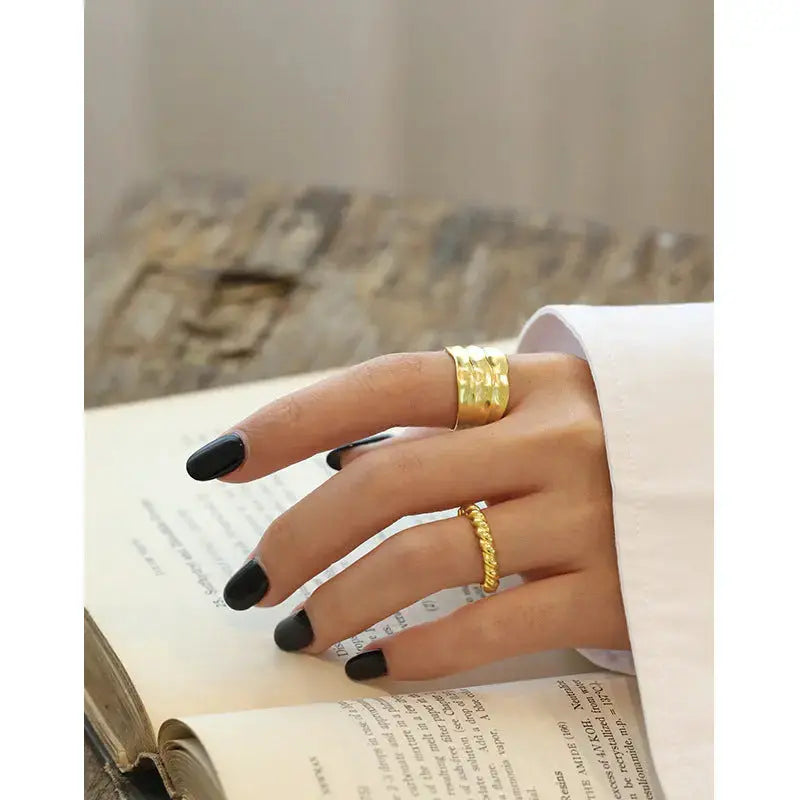Lovcia Classic Wide Irregular River 925 Sterling Silver Adjustable Ring-Rings-Vintage-Vintage