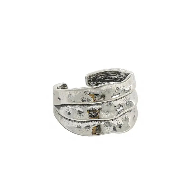 Lovcia Classic Wide Irregular River 925 Sterling Silver Adjustable Ring-Rings-Vintage-Vintage