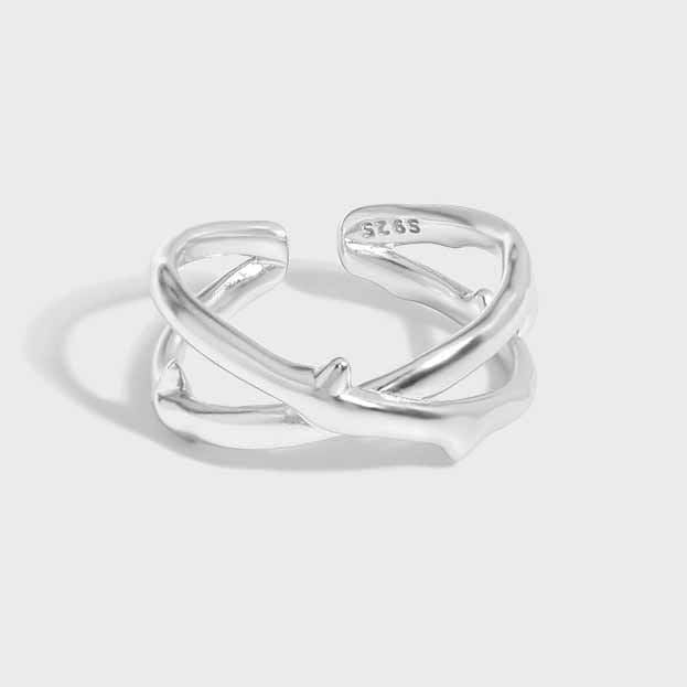 Lovcia Classic X Cross Adjustable Ring 925 Silver Gold-Rings-Yellow Gold-Yellow Gold