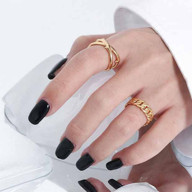 Lovcia Classic X Cross Adjustable Ring 925 Silver Gold-Rings-Yellow Gold-Yellow Gold