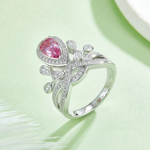 Lovcia Classical Grace 1 Carat Moissanite 925 Sterling Silver Ring for Women - Blush Pink-5- - Buy latest trendy Rings for Women and Girls