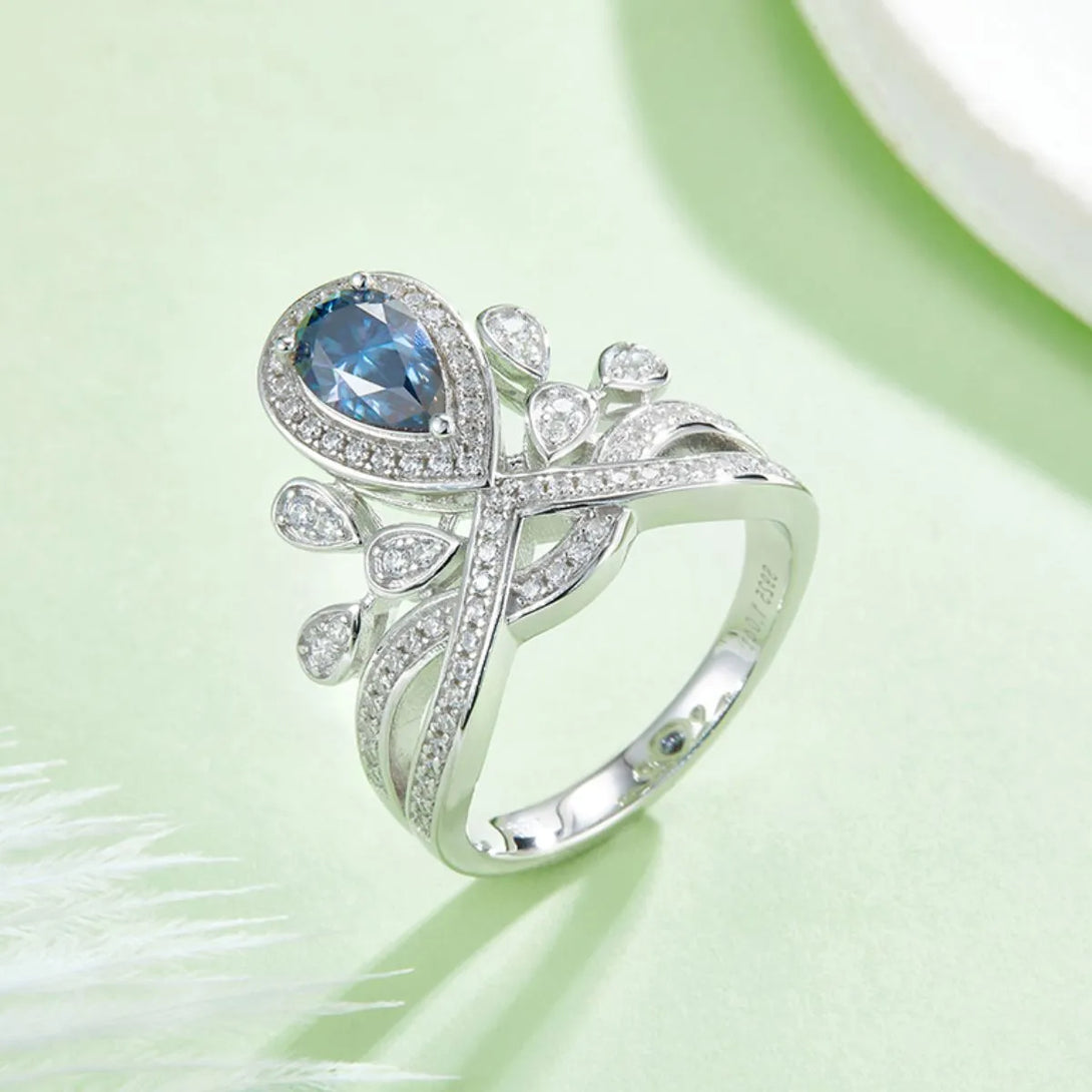 Lovcia Classical Grace 1 Carat Moissanite 925 Sterling Silver Ring for Women - Light Blue-5- - Buy latest trendy Rings for Women and Girls