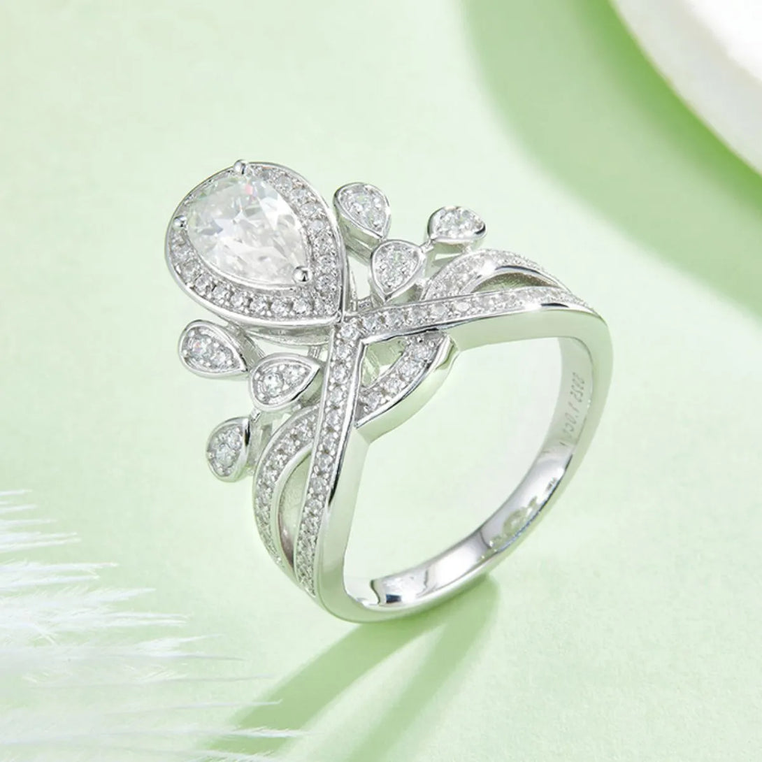 Lovcia Classical Grace 1 Carat Moissanite 925 Sterling Silver Ring for Women - White-5- - Buy latest trendy Rings for Women and Girls