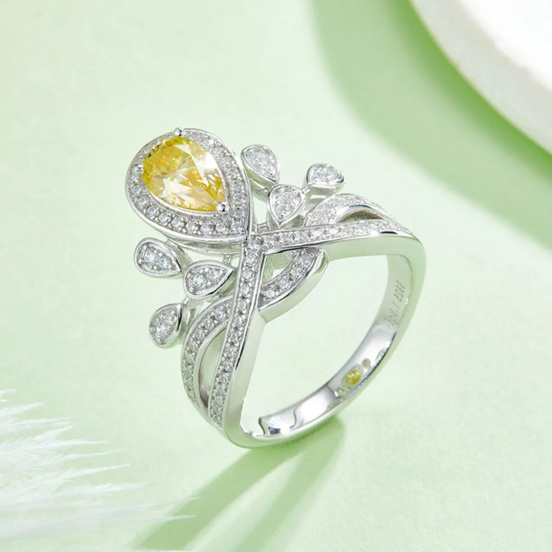 Lovcia Classical Grace 1 Carat Moissanite 925 Sterling Silver Ring for Women - Yellow-5- - Buy latest trendy Rings for Women and Girls