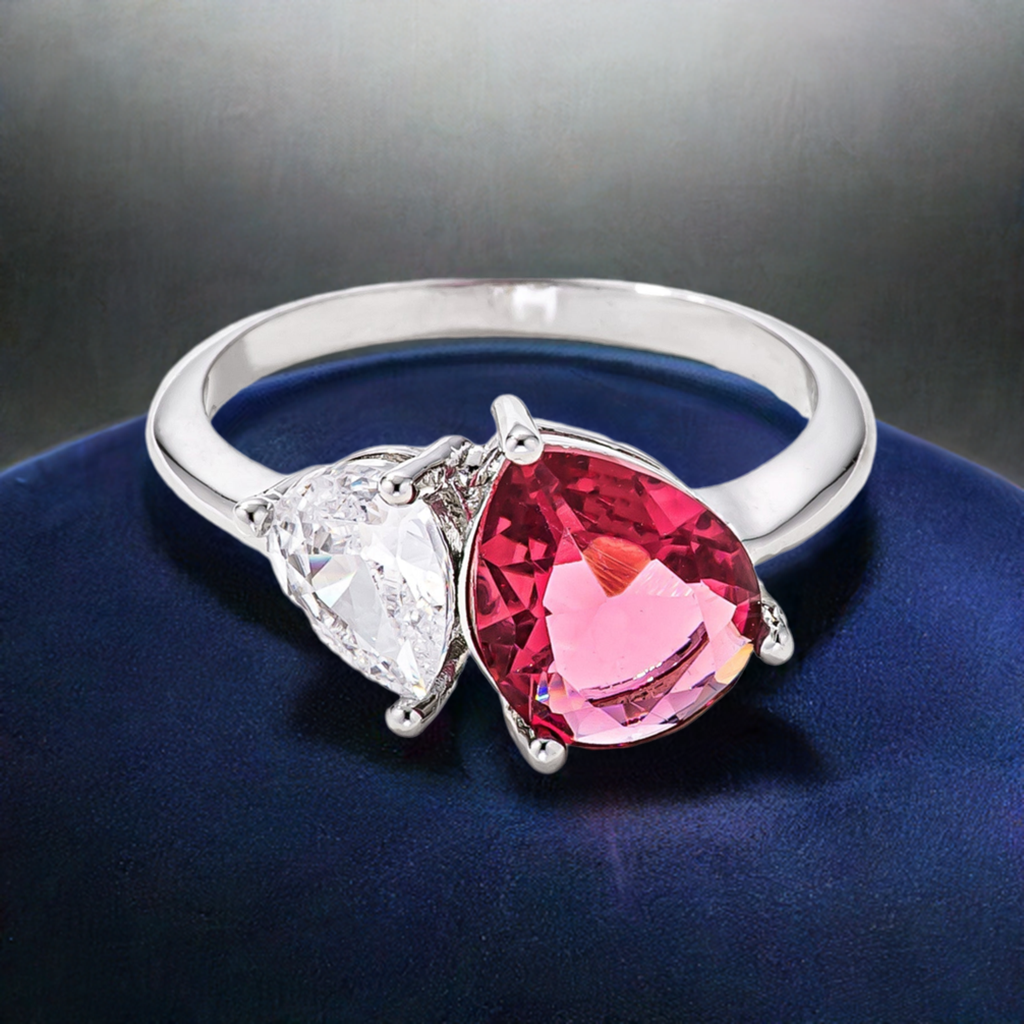 Lovcia Clear and Rose Pink Romantic Union 2.75ct CZ Engagement Ring-Rings-5-5