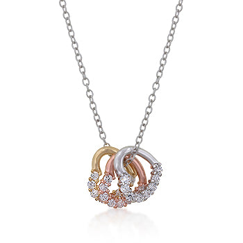 Lovcia Clustered Tri-Color Gold Hearts Necklace-Necklaces-