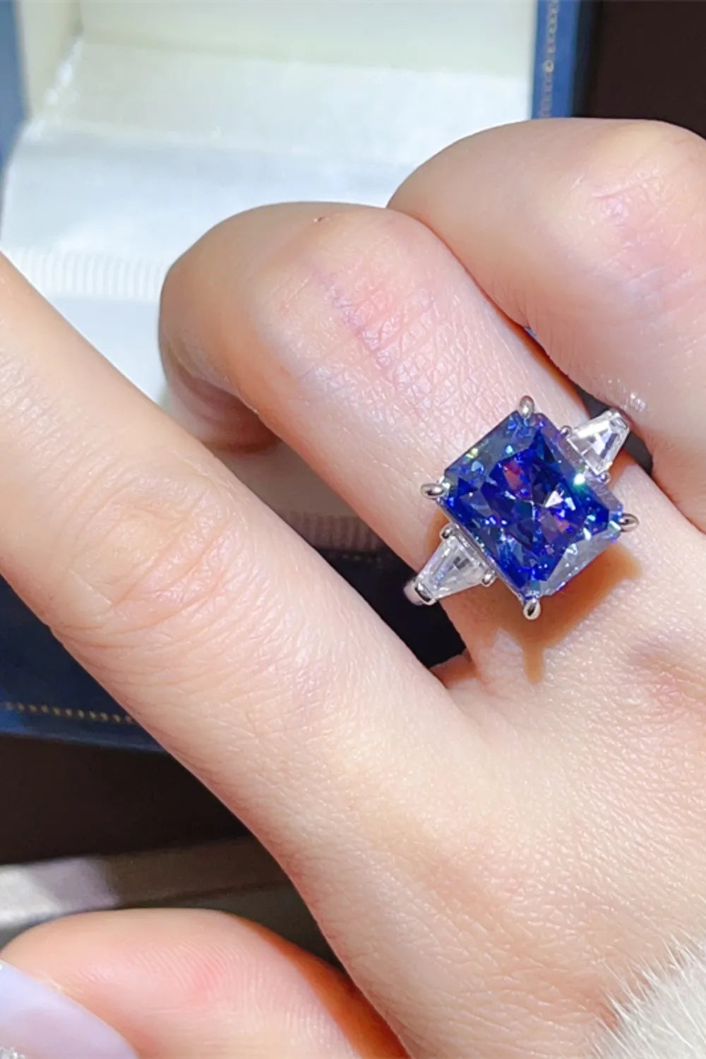 Lovcia Cobalt Crown 5 Carat Moissanite 925 Sterling Silver Ring for Women - Royal Blue-5- - Buy latest trendy Rings for Women and Girls