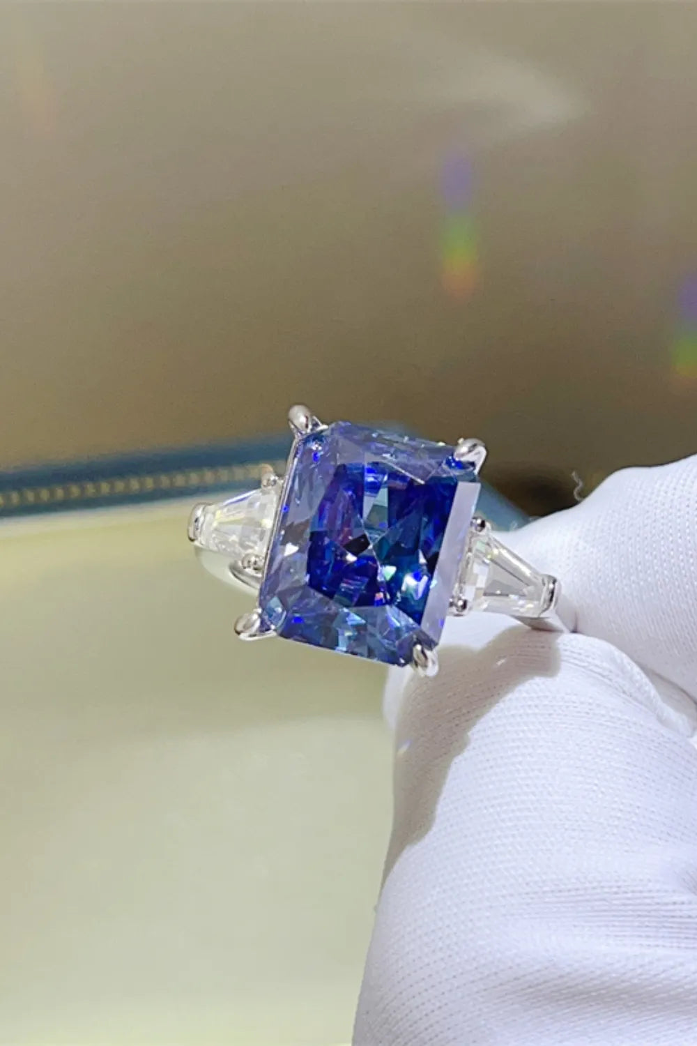 Lovcia Cobalt Crown 5 Carat Moissanite 925 Sterling Silver Ring for Women - Royal Blue-5- - Buy latest trendy Rings for Women and Girls