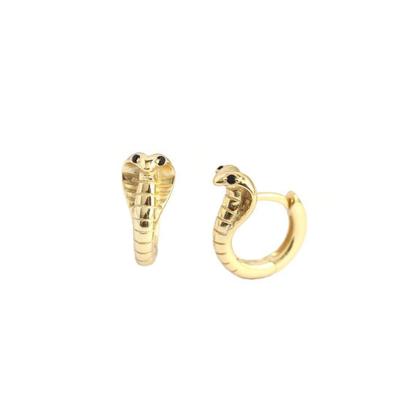 Lovcia Cobra Snake Hoop Earrings 925 Gold Plated 18K 13mm-Earrings-Yellow Gold-