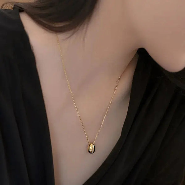 Lovcia Coffee Bean Collar Chain Pendant S925 Necklace-Necklaces-Gold-Gold