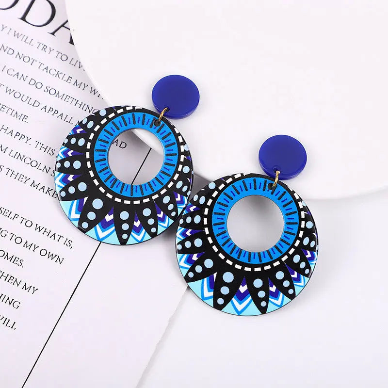 Lovcia Colorful Geometric Polka Dot Acrylic Earrings for Unisex-Earrings-Blue-Blue