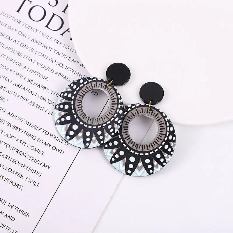 Lovcia Colorful Geometric Polka Dot Acrylic Earrings for Unisex-Earrings-Light Gray-Light Gray