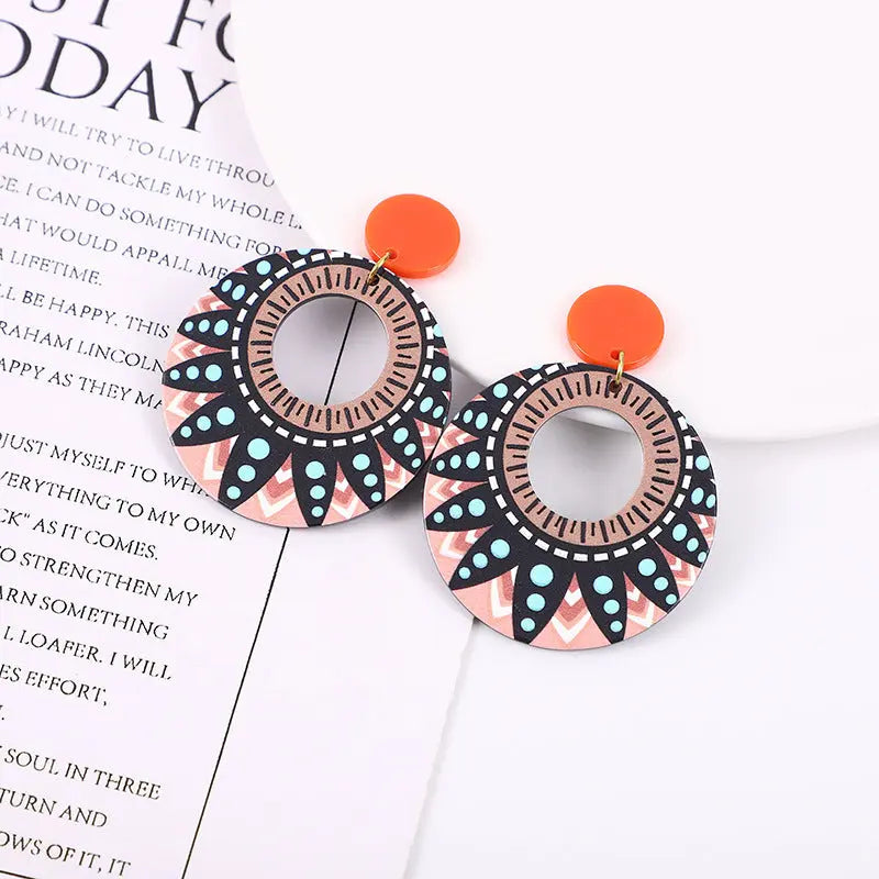 Lovcia Colorful Geometric Polka Dot Acrylic Earrings for Unisex-Earrings-Pink-Pink