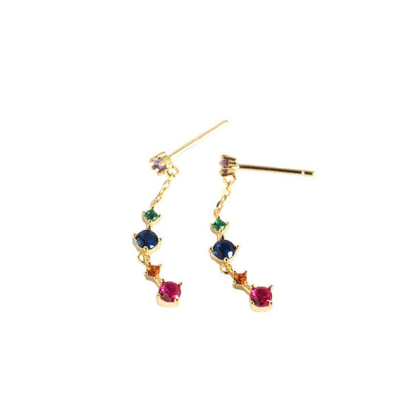 Lovcia Colorful Geometry 27mm CZ 925 Gold Plated Earrings-Earrings-Yellow Gold-