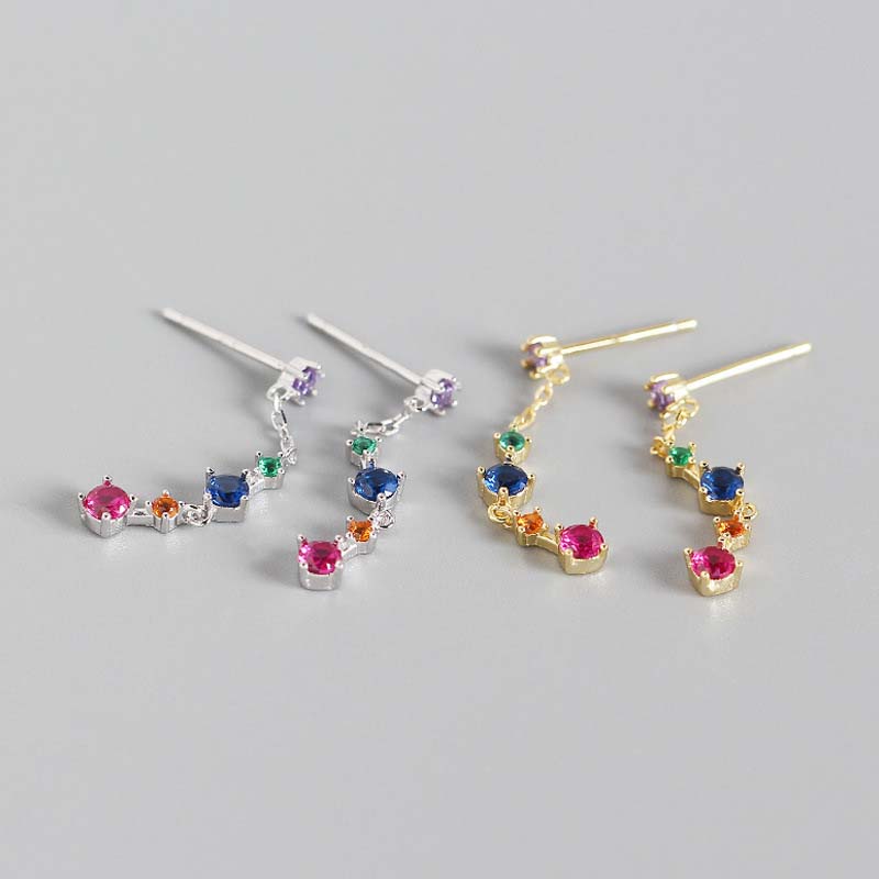 Lovcia Colorful Geometry 27mm CZ 925 Gold Plated Earrings-Earrings-Yellow Gold-Yellow Gold
