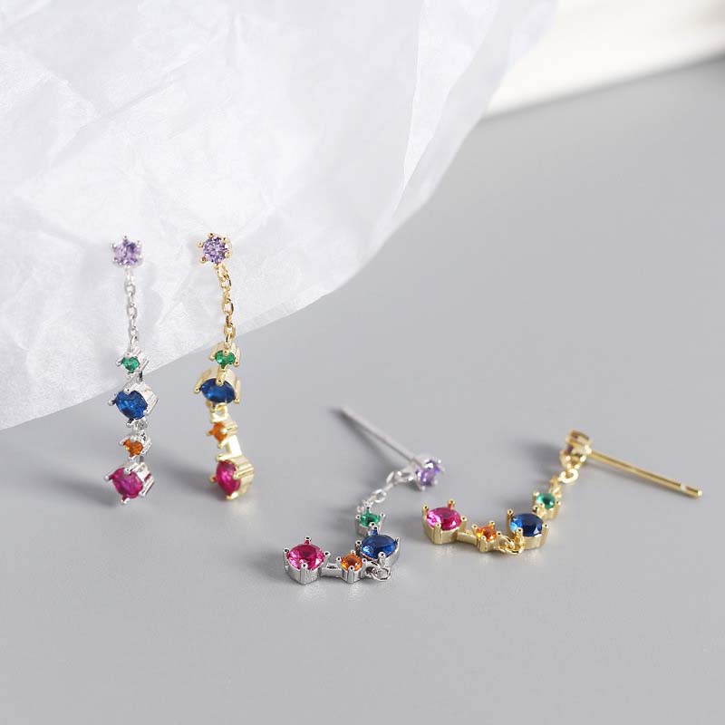 Lovcia Colorful Geometry 27mm CZ 925 Gold Plated Earrings-Earrings-Yellow Gold-Yellow Gold