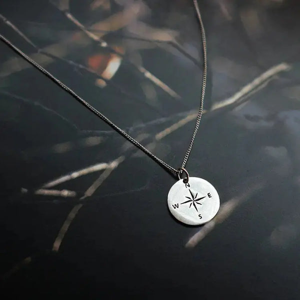 LOVCIA Casual Round Compass 925 Sterling Silver Necklace