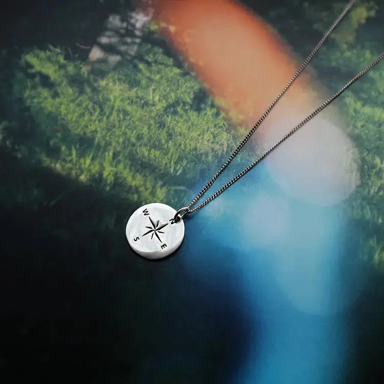 LOVCIA Casual Round Compass 925 Sterling Silver Necklace