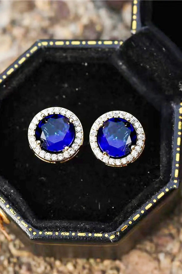 Lovcia Contrast 2 Carat Moissanite Platinum-Plated Stud Earrings-Earrings-Blue-One Size-Blue