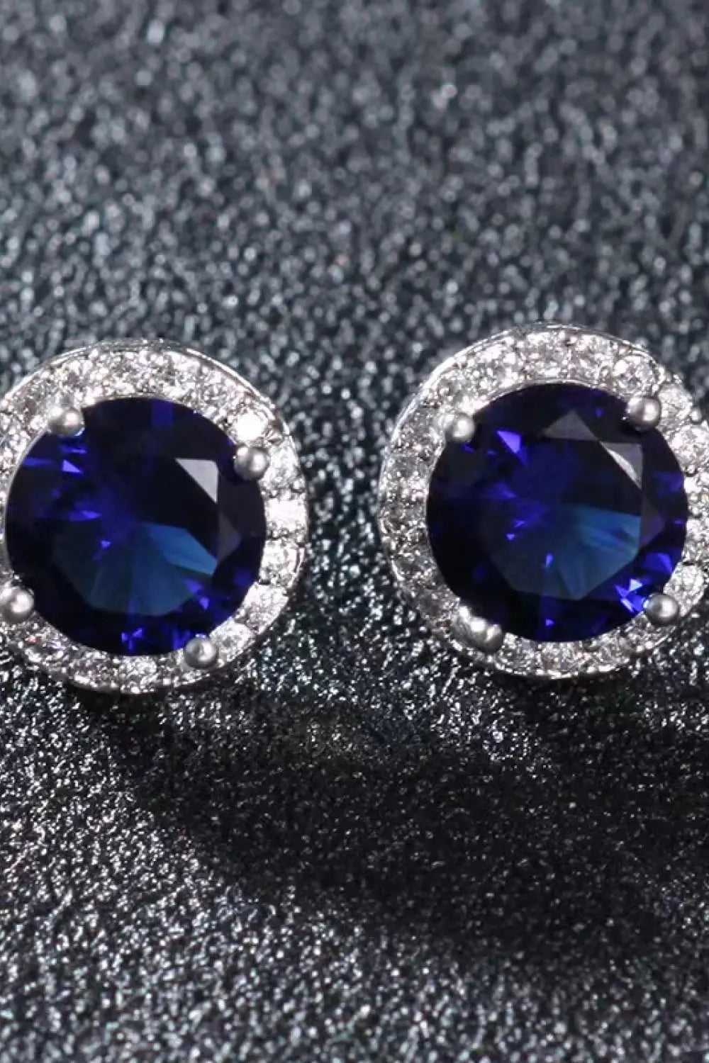 Lovcia Contrast 2 Carat Moissanite Platinum-Plated Stud Earrings-Earrings-Blue-One Size-Blue