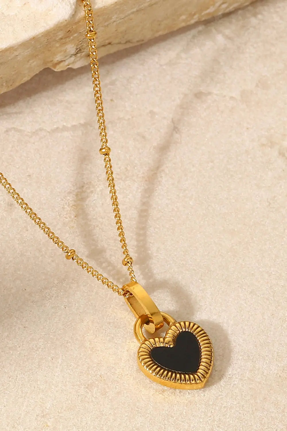 Lovcia Contrast Heart Pendant Necklace-Necklaces-Gold-One Size-Gold